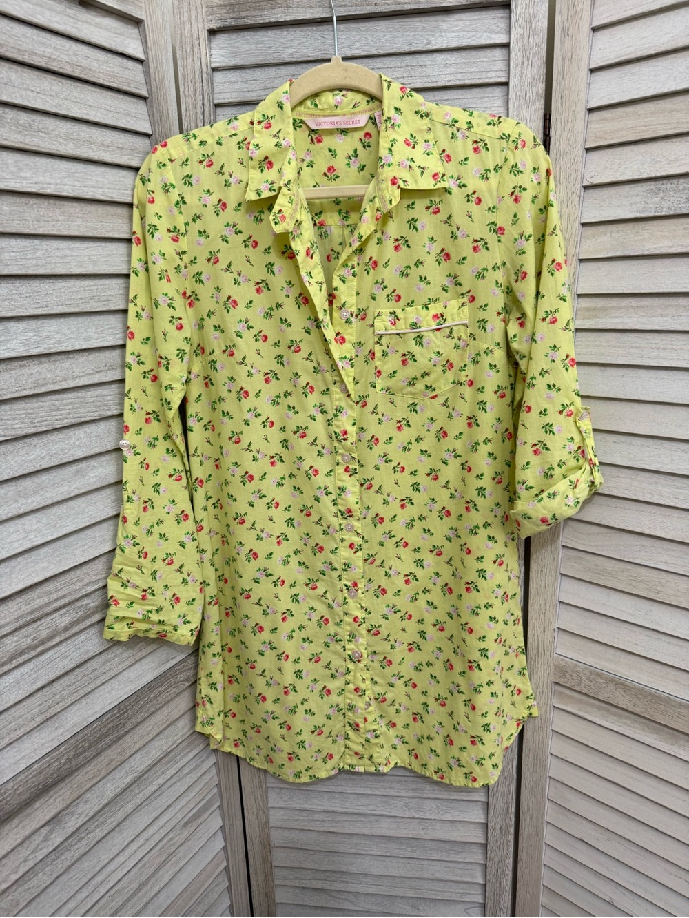 Victoria's Secret Yellow Floral Button Front Pajama Top